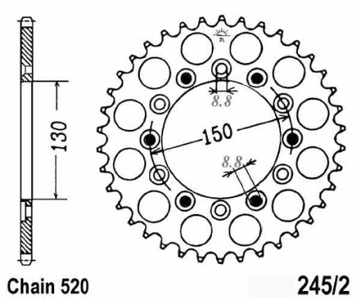 KETTENRAD 40Z,TEILUNG 520